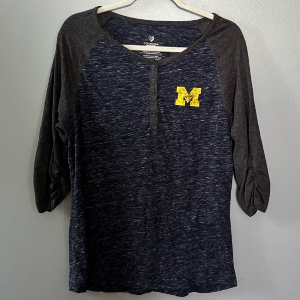 University of Michigan Henley 3/4 sleeve Tee